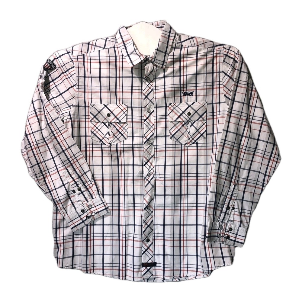 Walt Disney Twenty Eight‎ & Main Plaid Long Sleeve 2 Pocket Snap Button Shirt XL